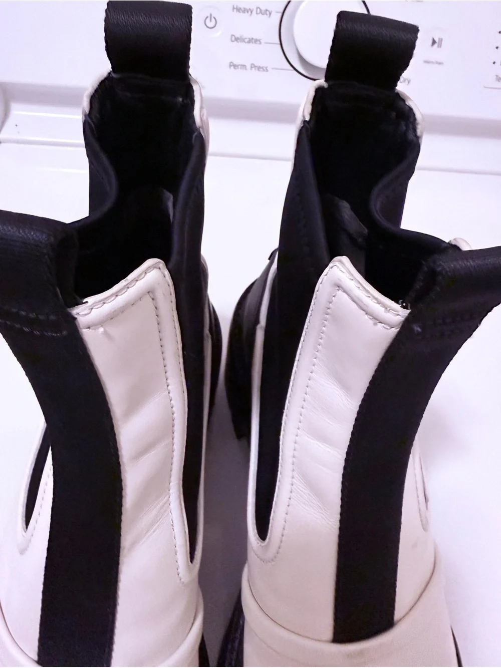 Tory Burch Black and Cream Slip-On Chelsea Boots